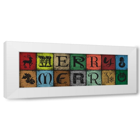 Merry Merry Blocks White Modern Wood Framed Art Print by Hogan, Melody