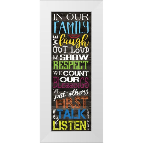 In Our Family Panel Primary 2 White Modern Wood Framed Art Print by Hogan, Melody