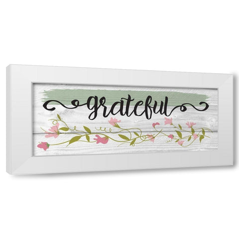 Curly Cue Grateful Floral 2 White Modern Wood Framed Art Print by Hogan, Melody