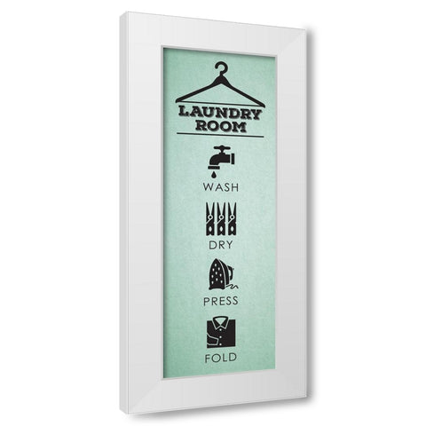Laundry_mint White Modern Wood Framed Art Print by Hogan, Melody