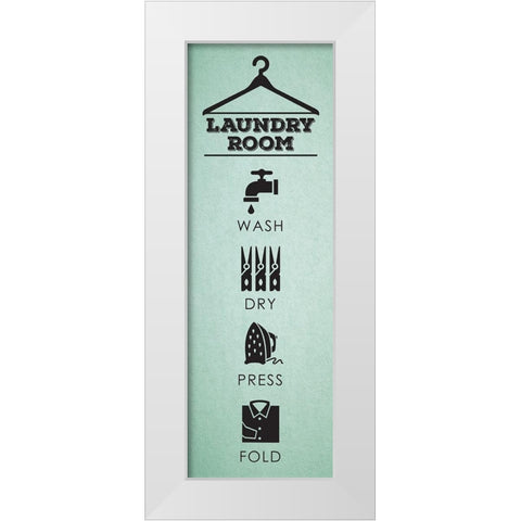 Laundry_mint White Modern Wood Framed Art Print by Hogan, Melody