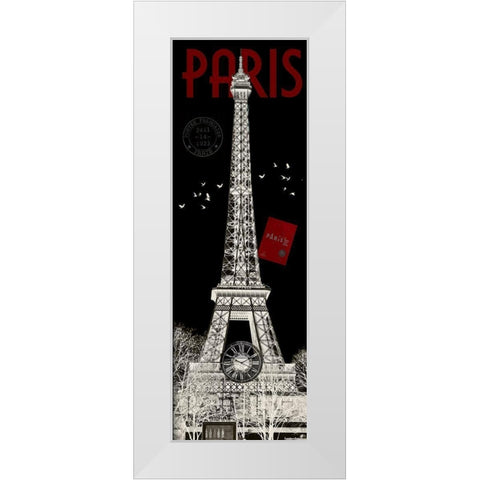 Paris Eiffel Tower Inverse White Modern Wood Framed Art Print by Hogan, Melody