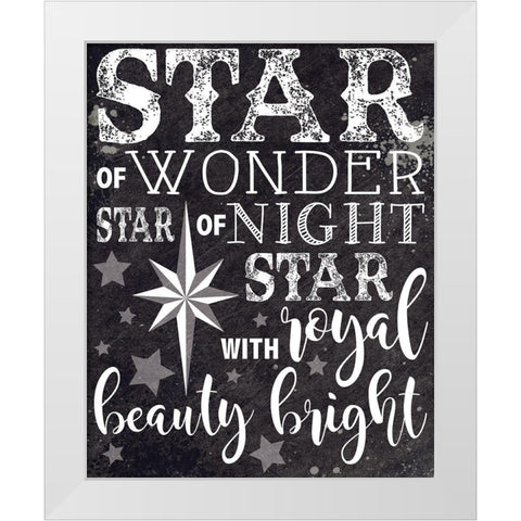 Christmas Chalkboard Star White Modern Wood Framed Art Print by Hogan, Melody
