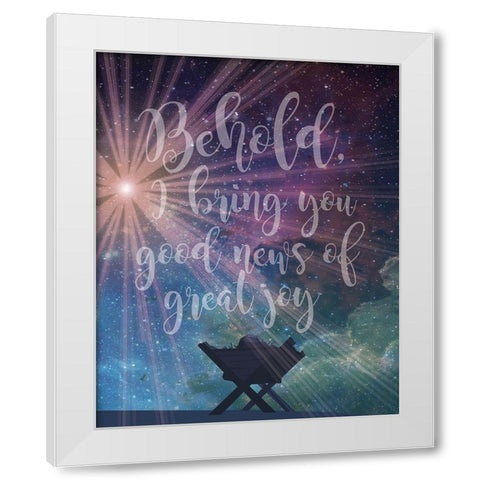 Christmas Manger Joy White Modern Wood Framed Art Print by Hogan, Melody