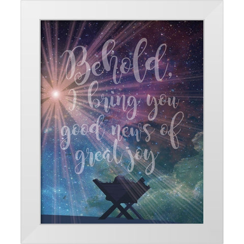 Christmas Manger Joy White Modern Wood Framed Art Print by Hogan, Melody