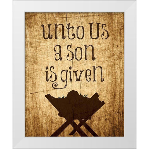 Unto Us Manger 2 White Modern Wood Framed Art Print by Hogan, Melody