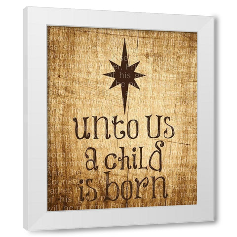 Christmas Unto Us Star White Modern Wood Framed Art Print by Hogan, Melody