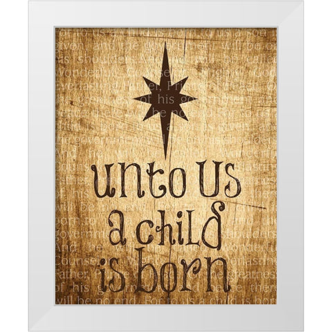 Christmas Unto Us Star White Modern Wood Framed Art Print by Hogan, Melody