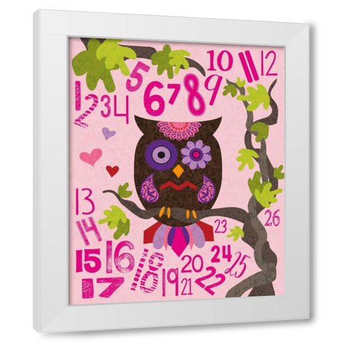 Owl Set Numlet Pinks 2 White Modern Wood Framed Art Print by Hogan, Melody
