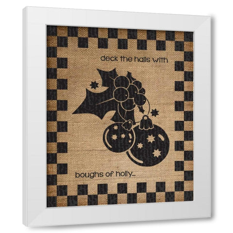 Burlap Christmas Mistletoe White Modern Wood Framed Art Print by Hogan, Melody