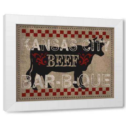 Kansas City BBQ White Modern Wood Framed Art Print by Hogan, Melody