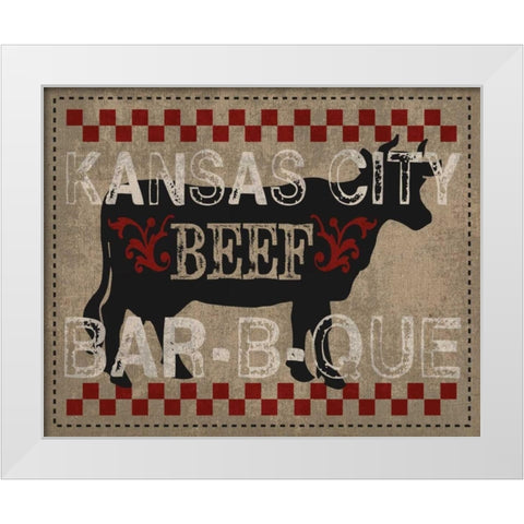 Kansas City BBQ White Modern Wood Framed Art Print by Hogan, Melody