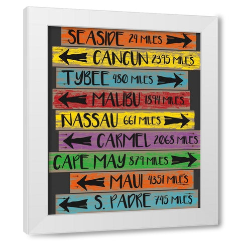 Beach Sign 1 White Modern Wood Framed Art Print by Hogan, Melody