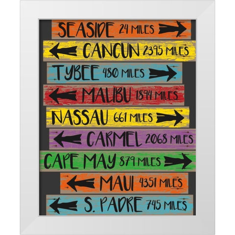Beach Sign 1 White Modern Wood Framed Art Print by Hogan, Melody