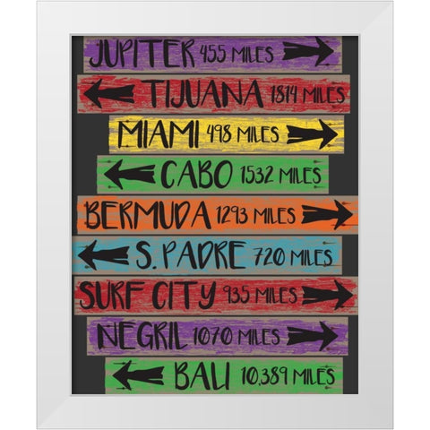 Beach Sign 2 White Modern Wood Framed Art Print by Hogan, Melody