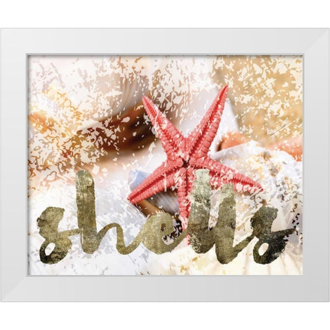 Coral Starfish White Modern Wood Framed Art Print by Hogan, Melody