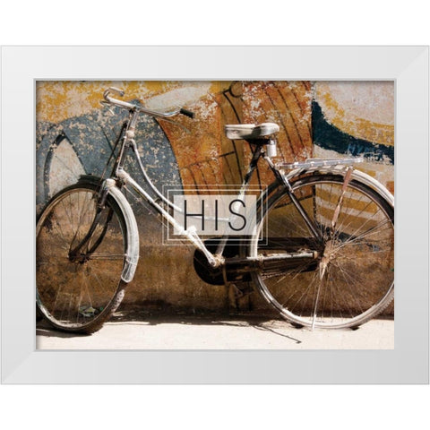 His Bicycle White Modern Wood Framed Art Print by Hogan, Melody