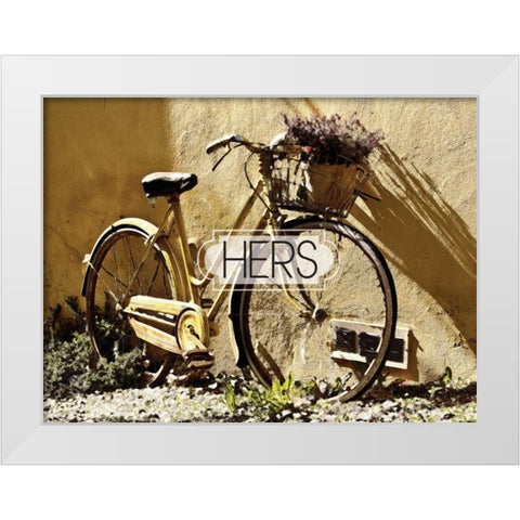 Her Bicycle White Modern Wood Framed Art Print by Hogan, Melody