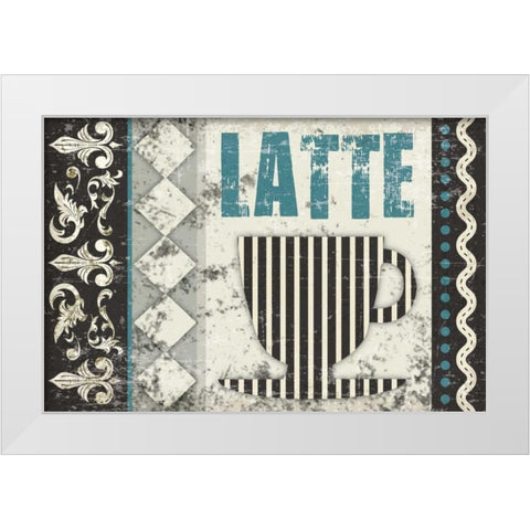 Latte Sipping 1 White Modern Wood Framed Art Print by Hogan, Melody