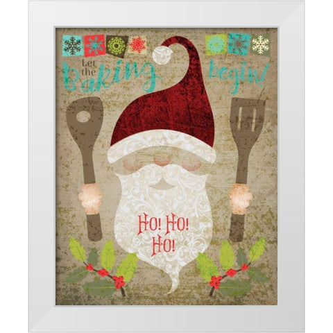 Santas Kitchen 4 White Modern Wood Framed Art Print by Hogan, Melody