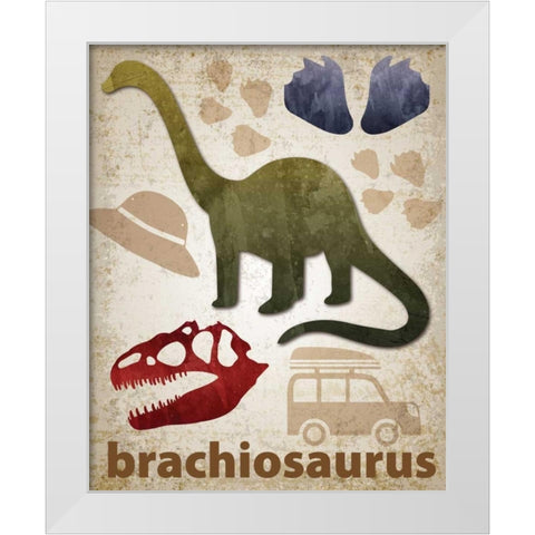 Brachiosaurus Dinosaur White Modern Wood Framed Art Print by Hogan, Melody