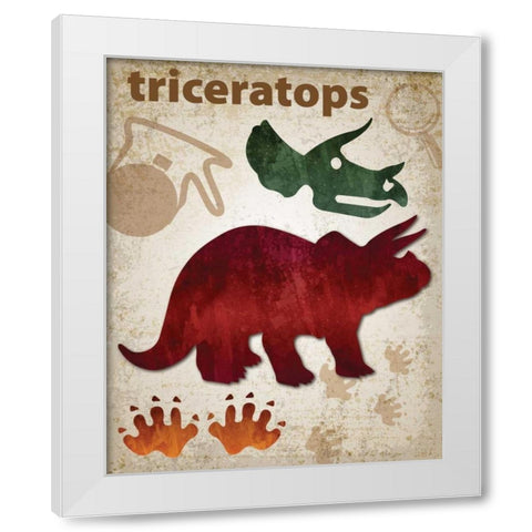 Triceratops Dinosaur White Modern Wood Framed Art Print by Hogan, Melody