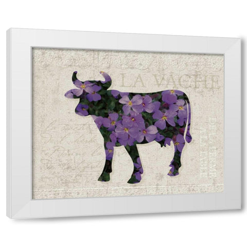 Flower Farm Bull White Modern Wood Framed Art Print by Hogan, Melody