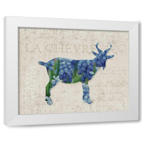 Flower Farm Goat White Modern Wood Framed Art Print by Hogan, Melody