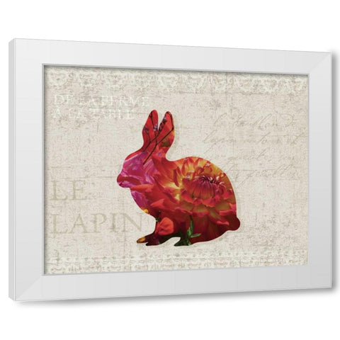 Flower Farm Rabbit White Modern Wood Framed Art Print by Hogan, Melody