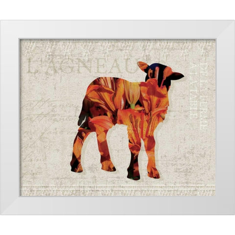 Flower Farm Lamb White Modern Wood Framed Art Print by Hogan, Melody