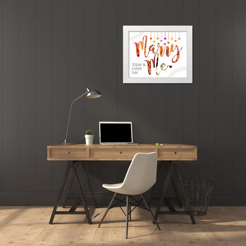 Wedding Typo Lace 3 White Modern Wood Framed Art Print by Hogan, Melody