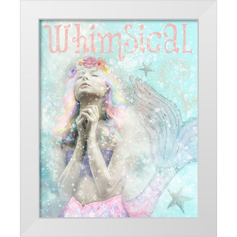 Whimsical Mermaid White Modern Wood Framed Art Print by Hogan, Melody