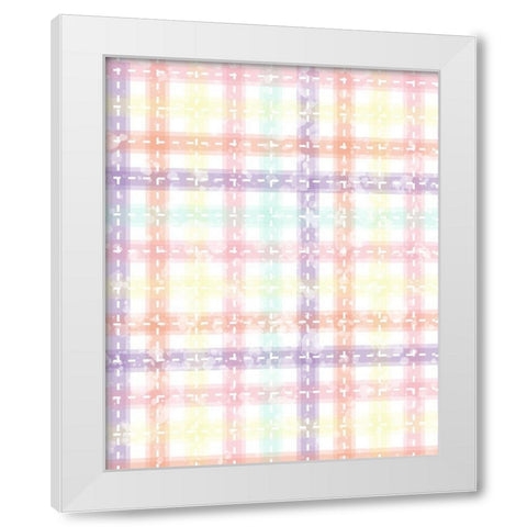 Whimsical Plaid White Modern Wood Framed Art Print by Hogan, Melody