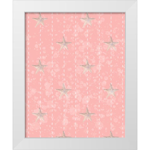 Whimsical Starfish Bubble Stitch White Modern Wood Framed Art Print by Hogan, Melody