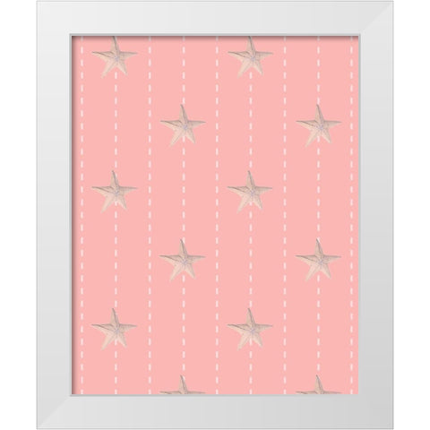 Whimsical Starfish Stitch White Modern Wood Framed Art Print by Hogan, Melody