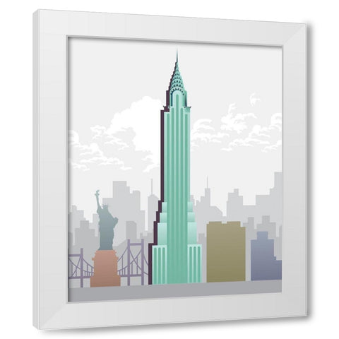 Deco World Landmarks 1 White Modern Wood Framed Art Print by Hogan, Melody
