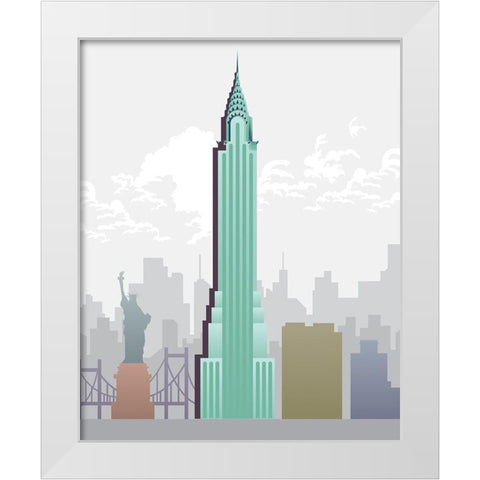 Deco World Landmarks 1 White Modern Wood Framed Art Print by Hogan, Melody