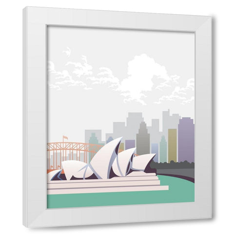 Deco World Landmarks 3 White Modern Wood Framed Art Print by Hogan, Melody