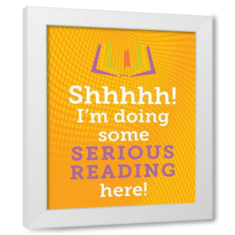 Serious Reading 3 White Modern Wood Framed Art Print by Hogan, Melody