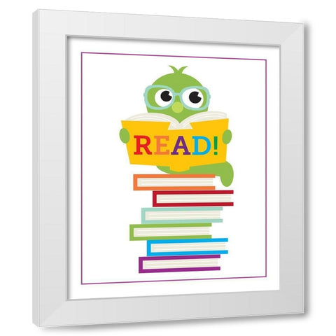 Read Books 1 White Modern Wood Framed Art Print by Hogan, Melody