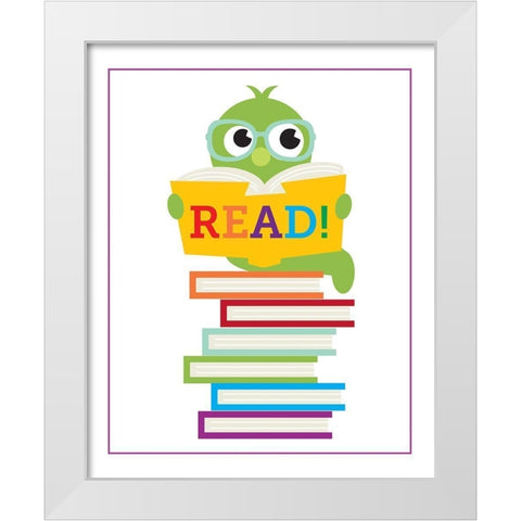 Read Books 1 White Modern Wood Framed Art Print by Hogan, Melody