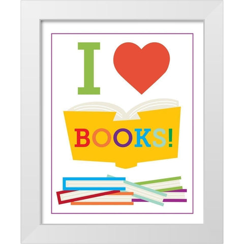 Read Books 2 White Modern Wood Framed Art Print by Hogan, Melody