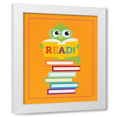 Read Books 3 White Modern Wood Framed Art Print by Hogan, Melody