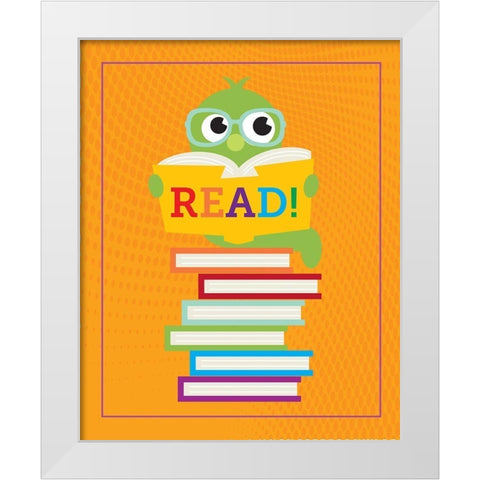 Read Books 3 White Modern Wood Framed Art Print by Hogan, Melody