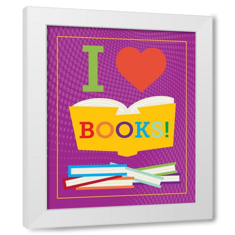 Read Books 4 White Modern Wood Framed Art Print by Hogan, Melody