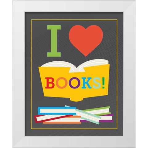 Read Books 6 White Modern Wood Framed Art Print by Hogan, Melody