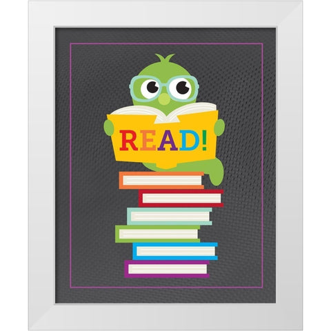 Read Books 5 White Modern Wood Framed Art Print by Hogan, Melody