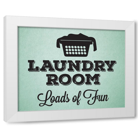 Laundry_mint White Modern Wood Framed Art Print by Hogan, Melody