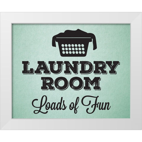 Laundry_mint White Modern Wood Framed Art Print by Hogan, Melody