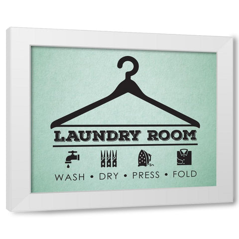 Laundry Mint 3 White Modern Wood Framed Art Print by Hogan, Melody